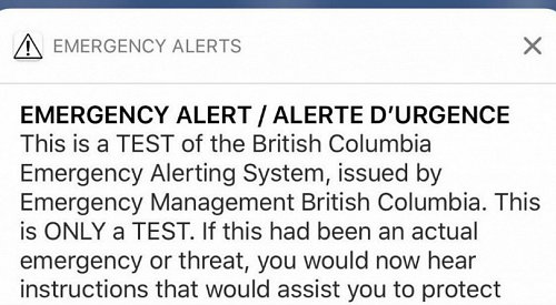 Test of BC's emergency alert system scheduled for next week